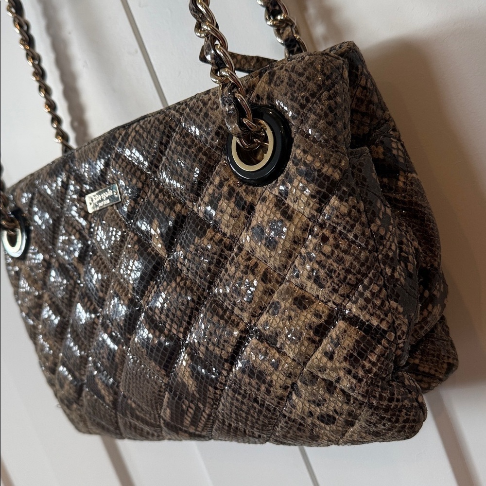 Kate Spade Chic Snakeskin Pattern Shoulder Bag purse quilted handbag designer - Picture 3 of 12